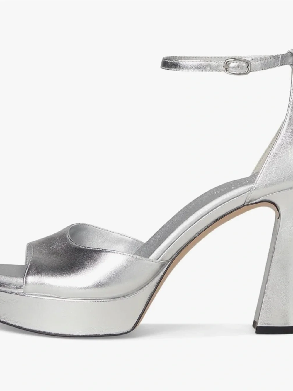 Naturalizer Silver Metallic Platform Ankle-Strap Heels